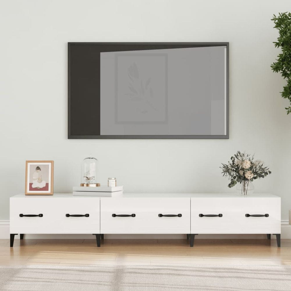 Vidaxl TV skrinka lesklá biela 150x34,5x30 cm spracované drevo